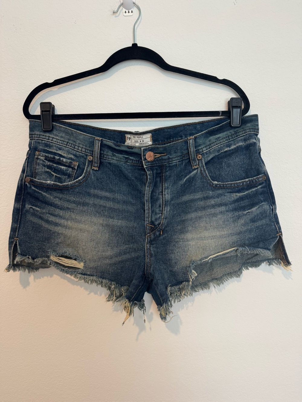 Free People Button Fly Distressed Cut Off Shorts